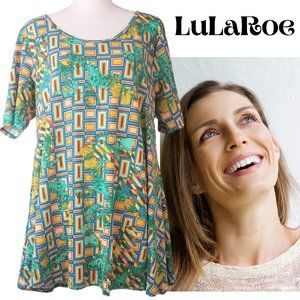 LulaRoe Perfect T-Shirt Green Yellow Butterflies Women's L